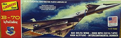 Lindberg B70 Bomber Aircraft (Re-Issue) Plastic Model Airplane Kit 1/180 Scale #413