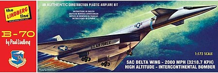 Lindberg B70 Bomber Aircraft (Re-Issue) Plastic Model Airplane Kit 1/180 Scale #413