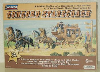 Lindberg Horse Drawn Concord Stage Coach Western Plastic Model Kit 1/16 Scale