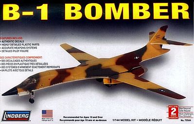 Lindberg B-1 Bomber Military Aircraft Plane Plastic Model Airplane Kit 1/144 Scale #70544