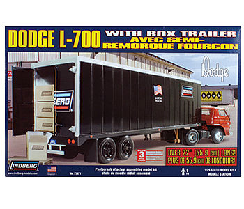 Lindberg Dodge L700 Tilt Cab w/Box Trailer Semi Plastic Model Truck KIt 1/25 Scale #73071