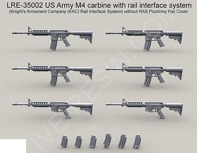 Live-Resin 1/35 US Army M4 Carbine Machine Gun w/Rail Interface System (6)