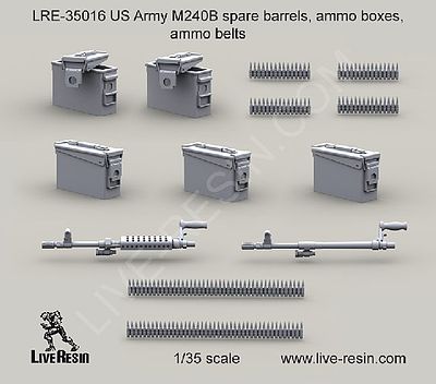 Live-Resin 1/35 US Army M240B Spare Barrels, Ammo Boxes/Belts