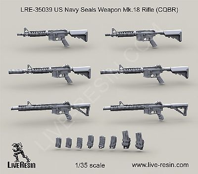 Live-Resin 1/35 USN SEALS Weapon Mk 18 Rifle (CQBR) (6)