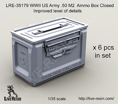 Live-Resin 1/35 WWII US Army .50 M2 Ammo Box Closed (6)