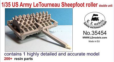LZ 1/35 US Army Letourneau Sheepfoot Roller Double Unit for MNA & LZM (Resin)