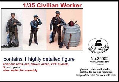 LZ Civilian Worker w/Accessories (Resin) Resin Model Figure Kit 1/35 Scale #35902