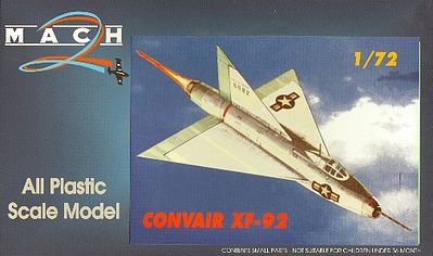 Mach2 Convair XF92 Dart US Navy Jet Fighter Plastic Model Airplane Kit 1/72 Scale #45