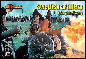Mars Thirty Years War Swedish Artillery (24 w/4 Guns) Plastic Model Military Figure 1/72 #72015