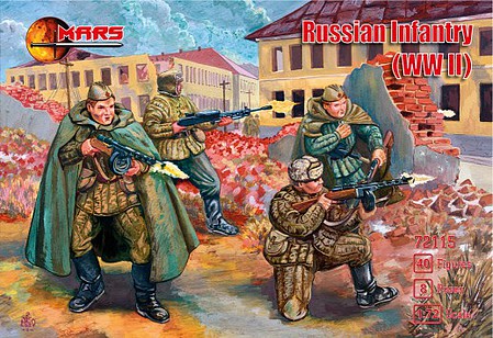 Mars WWII Russian Infantry Plastic Military Figures 1/72 Scale #72115