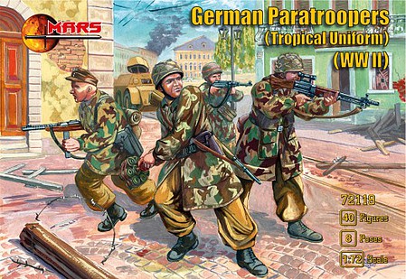 Mars WWII German Paratrooper Tropical Uniform Plastic Military Figures 1/72 Scale #72119
