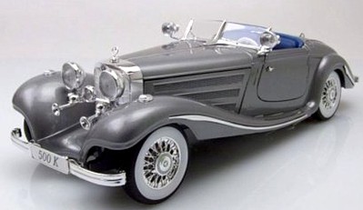Maisto 1936 Mercedes Benz 500K Type Special Roadster (Grey) Diecast Model Car 1/18 Scale #36862gry