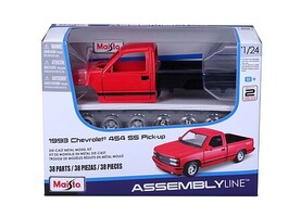 Maisto 1/24 Assembly Line Metal Model Kit- 1993 Chevrolet 454 SS Pickup Truck (Red)
