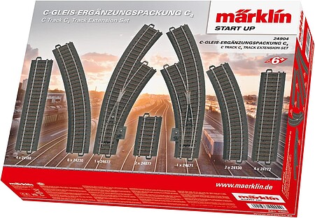 Marklin 3-Rail C Track - C4 Extension Set HO Scale Nickel Silver Model Train Track #24904