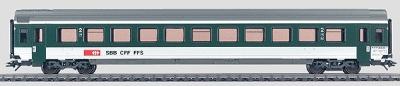 Marklin Express 2nd Class - Switzerland (SBB) HO Scale Model Train Passenger Car #42162