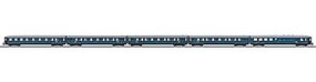 Marklin Express Train 5-Car 3-Rail German Federal RR DB HO Scale Model Train Passenger Car #42615 Marklin Express Train 5-Car 3-Rail German Federal RR DB HO Scale Model Train Passenger Car #42615
