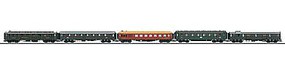 Marklin Express Train 5-Car Set 3-Rail German State Railroad HO Scale Model Train Passenger Car #42767 Marklin Express Train 5-Car Set 3-Rail German State Railroad HO Scale Model Train Passenger Car #42767