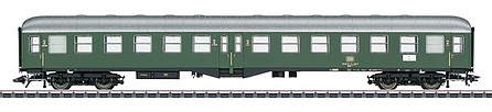 Marklin Type Bymb 421 2nd Class Center Entry Coach - 3-Rail - Ready to Run German Federal Railroad DB (Era IV 1969, green, silver)