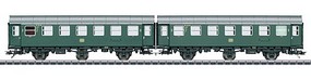 Marklin Type B3ygeb 2-Unit Passenger Car Set 3-Rail Ready to Run German Federal Railroad DB (Era IV 1962, green, gray) Marklin Type B3ygeb 2-Unit Passenger Car Set 3-Rail Ready to Run German Federal Railroad DB (Era IV 1962, green, gray)