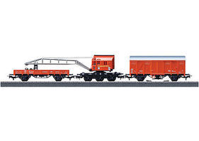 Marklin Fire Dept Crane Car Set HO Scale Model Train Freight Car #44752
