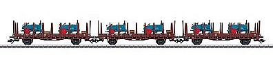 Marklin Rr 20 2-Axle Stake Car w/Tractor Parts Load 3-Pack HO Scale Model Train Freight Car #46400
