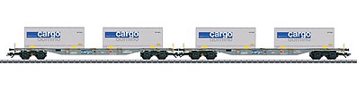 Marklin Type Sgnss Container Flatcar w/Load 2-Pack - 3-Rail Ready to Run Swiss Federal Railways SBB/CFF/FFS (Era VI, gray, 2 Cargo Domino Containers)