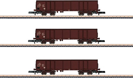 Marklin Type Eas 5949-5971 Gondola 3-Pack - Ready to Run German Federal Railroad DB (Era IV, Boxcar red) - Z-Scale