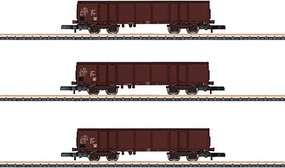 Marklin Type Eas 5949-5971 Gondola 3-Pack Ready to Run German Federal Railroad DB (Era IV, Boxcar red) Z-Scale