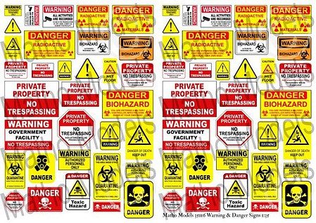 Matho Warning & Danger Signs Printed Paper (66) Plastic Model Diorama Kit 1/35 Scale #35116