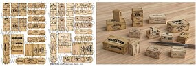 Matho Wooden-Type Liquors Crates Printed Paper (16) Plastic Model Diorama Kit 1/35 Scale #35131