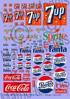 Matho Multi-Scale Vintage Soft Drink Logos Decal (7UP, Sprite, Fanta, Pepsi, Coca-Cola)
