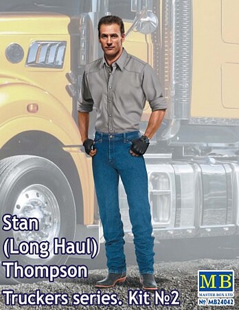 Master-Box Stan Long Haul Thompson Trucker Standing (New Tool) Plastic Model Figure Kit 1/24 #24042