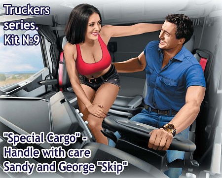 Master-Box Sandy Passenger & George Trucker Sitting Plastic Model Figure Kit 1/24 Scale #24062
