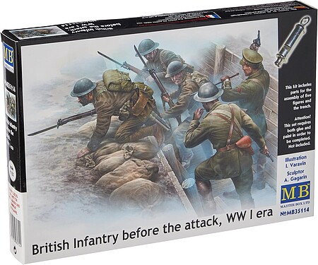 Master-Box British Infantry Before Attack WWI Era Plastic Model Military Figure Kit 1/35 Scale #35114