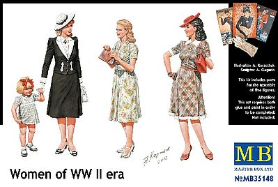 Master-Box WWII Civilian Women (5) Plastic Model Military Figure 1/35 Scale #35148