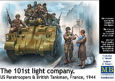 Master-Box 101th Sq US Paratroopers & British Tankmen France 1944 Plastic Model Figure Kit 1/35 #35164