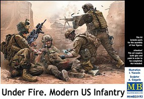Master-Box Under Fire Modern US Infantry Kit Plastic Model Military Diorama Kit 1/35 #35193