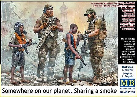 MasterBox 1/35 Scale 'Somewhere On Our Planet. Sharing A Smoke' 4 Figure Kit – 35200