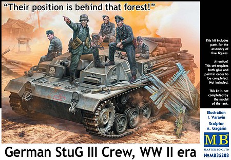 Master-Box WWII German StuG III Crew (5) Plastic Model Military Figure Kit 1/35 Scale #35208