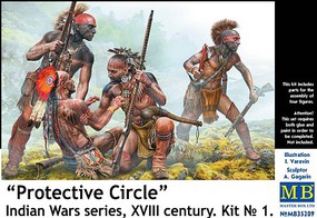 Master-Box Protective Circle Indians XVIII Century (4) Plastic Model Military Figure Kit 1/35 #35209