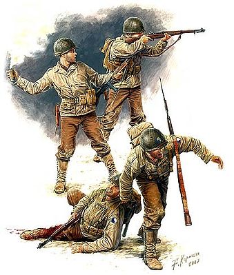 Master-Box US Infantry July 1944 (4) Plastic Model Military Figure 1/35 Scale #3521
