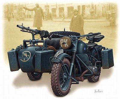 Master-Box WWII German Motorcycle with Sidecar Plastic Model Military Vehicle 1/35 Scale #3528