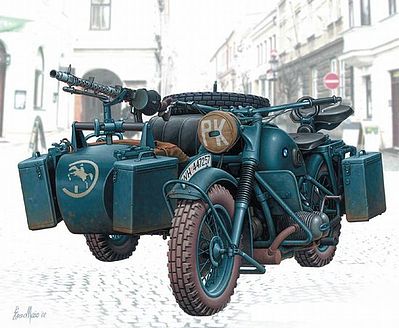 Master-Box WWII German Motorcycle with photo-etched parts Plastic Model Motorcycle Kit 1/35 #3528f