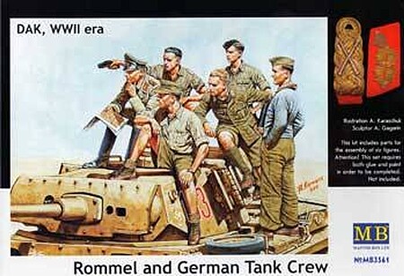 Master-Box WWII Rommel & German Tank Crew DAK (6) Plastic Model Military Figure 1/35 Scale #3561