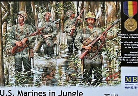 Master-Box WWII USMC in Jungle (4) Plastic Model Military Figure 1/35 Scale #3589