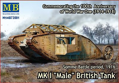 Master-Box British Male Mk I Tank Somme Battle 1916 Plastic Model Tank Kit 1/72 Scale #72001