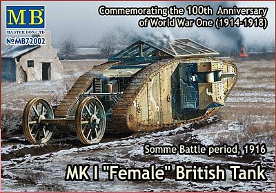 Master-Box British Female Mk I Tank Somme Battle 1916 Plastic Model Tank Kit 1/72 Scale #72002
