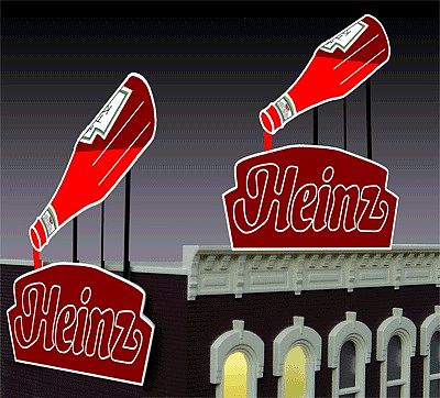Micro-Structures Heinz Ketchup Small Animated Neon Billboard Kit HO/N Scale Model Railroad Accessory #1082