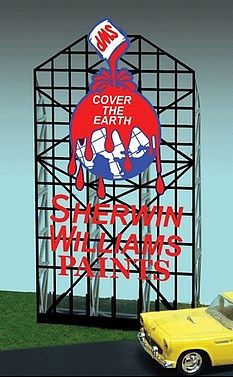 Micro-Structures Sherwin Williams Paints Animated Neon Billboard w/Support Kit HO Scale Model Railroad #2061