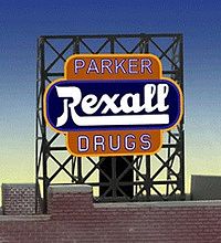 Micro-Structures Parker/Rexall Drugs Animated Billboard Lattice Support N Scale Model Railroad Sign #338820